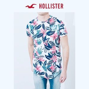Hollister Floral Curved Hem Tee